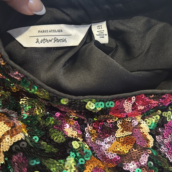 & Other Stories all over rose sequin top in multi floral 8 medium - Picture 3 of 5